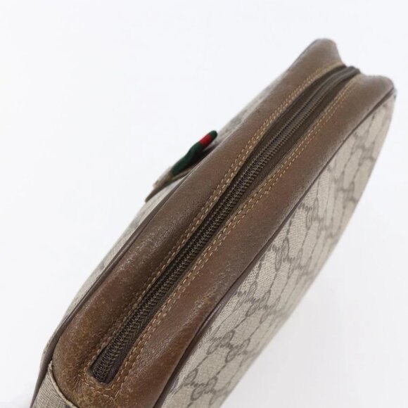 GUCCI GG Supreme Web Sherry Line Clutch Bag PVC Beige Gold 89 01 034 Auth 147495 - Picture 6 of 16